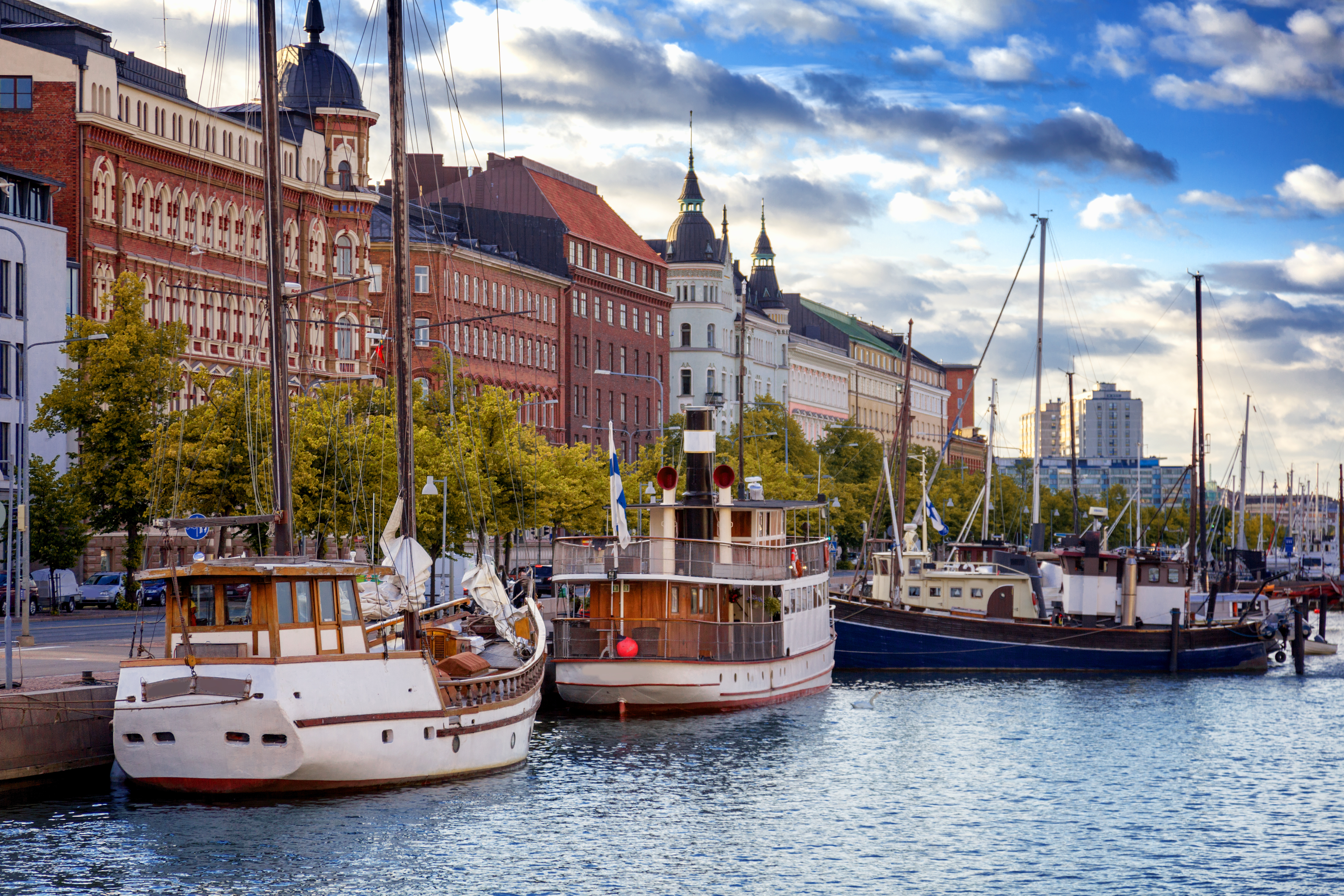 Helsinki harbor with boats