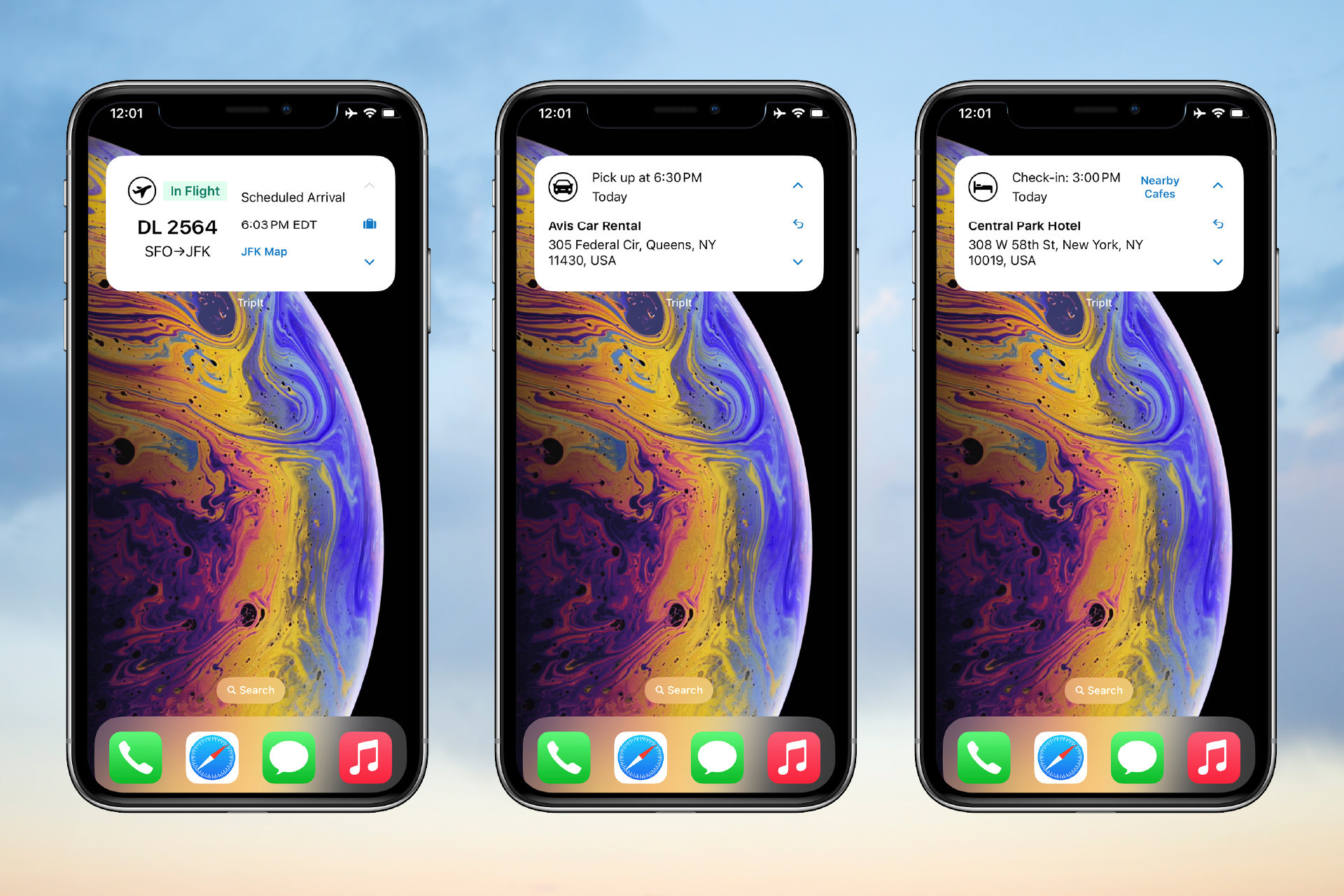 three iPhone screens 