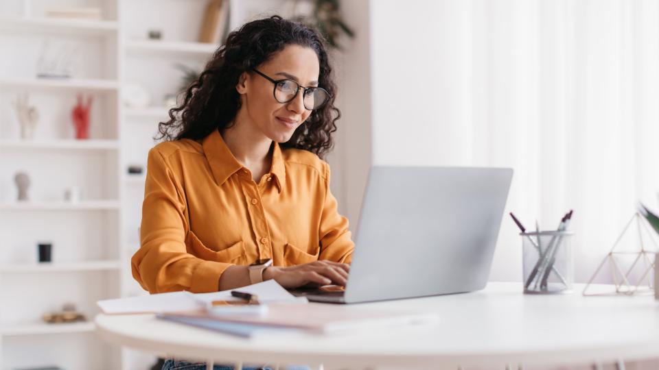 person looking at computer