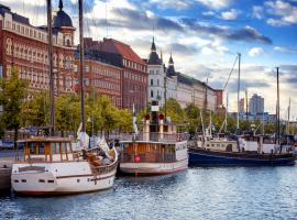 Helsinki harbor with boats