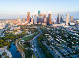 Overhead view of Houston skyline