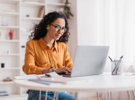person looking at computer
