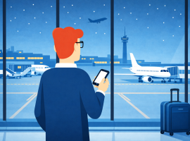 illustration of person at airport 