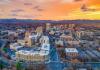 Asheville skyline at sunset