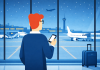 illustration of person at airport 