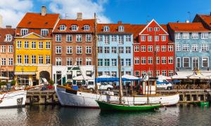 View of colorful buildings from the water