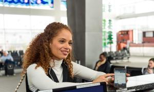 person at check-in counter