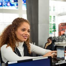 person at check-in counter
