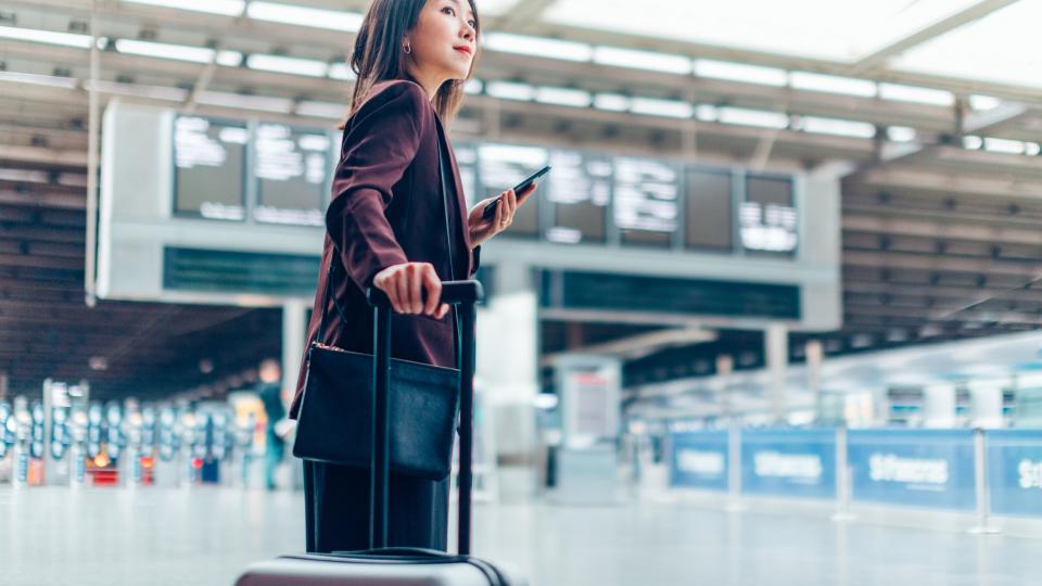 traveler arriving at the airport