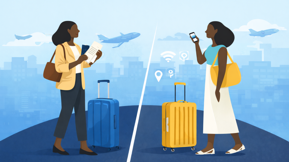 illustration of two people traveling