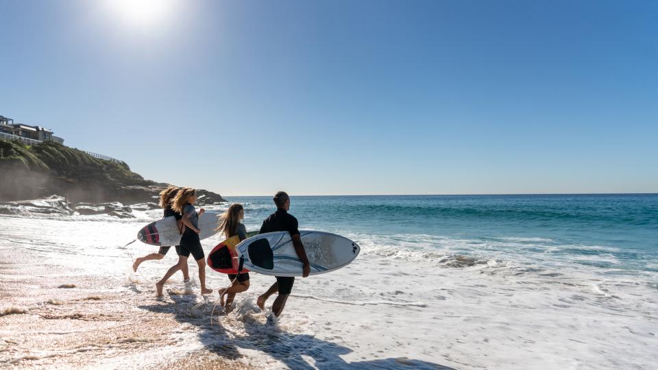 group of friends at the beach